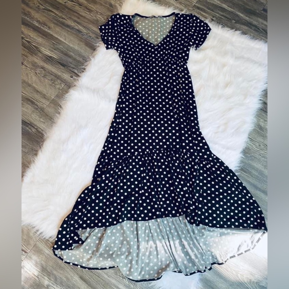 EUC Velvet Torch high low polka dot maxi dress size medium
